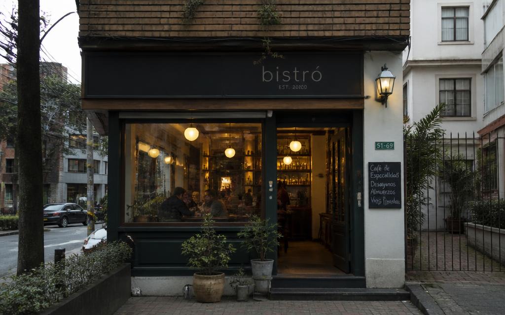 Fachada de bistró / café en Chapinero